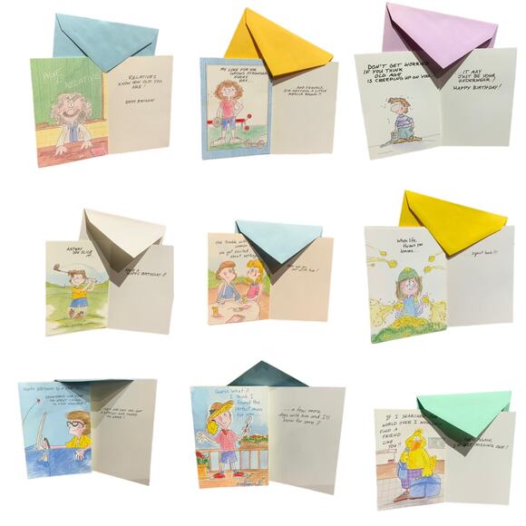 42 New Funny Vintage Characters Love Relationships Birthday Greeting Cards Env - Picture 1 of 10
